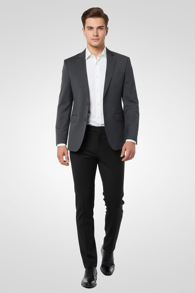 Hackett Men Regular Fit Solid Casual Blazers, Dark Grey - Image 1